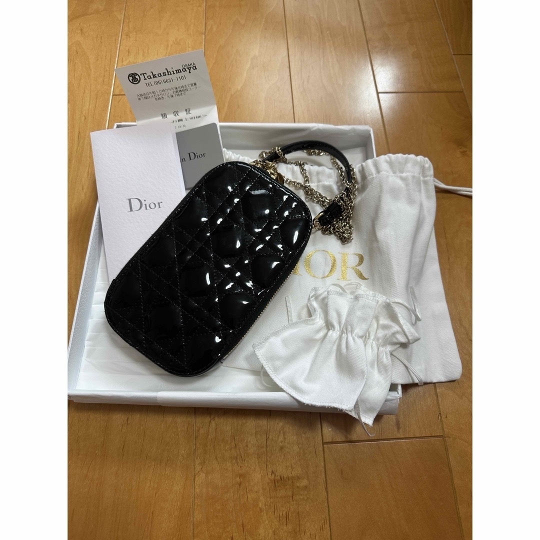 ディオール LADY DIOR フォンホルダー パテントカーフスキン ディオール LADY DIOR フォンホルダー パテントカーフスキン