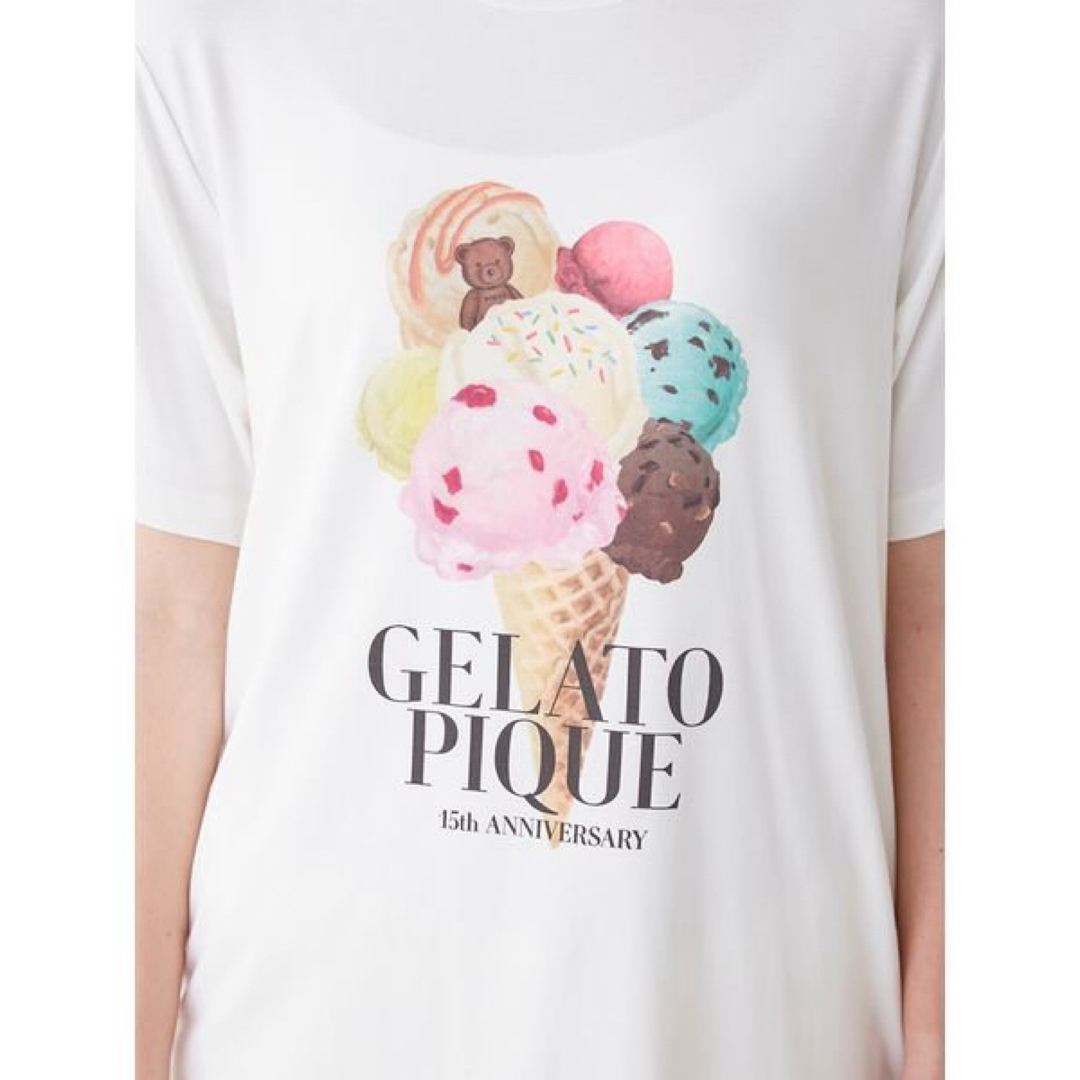 gelato pique(ジェラートピケ)のジェラートピケ　ジェラピケ ベア　【15th】ワンポイントTシャツ オフホワイト レディースのルームウェア/パジャマ(ルームウェア)の商品写真