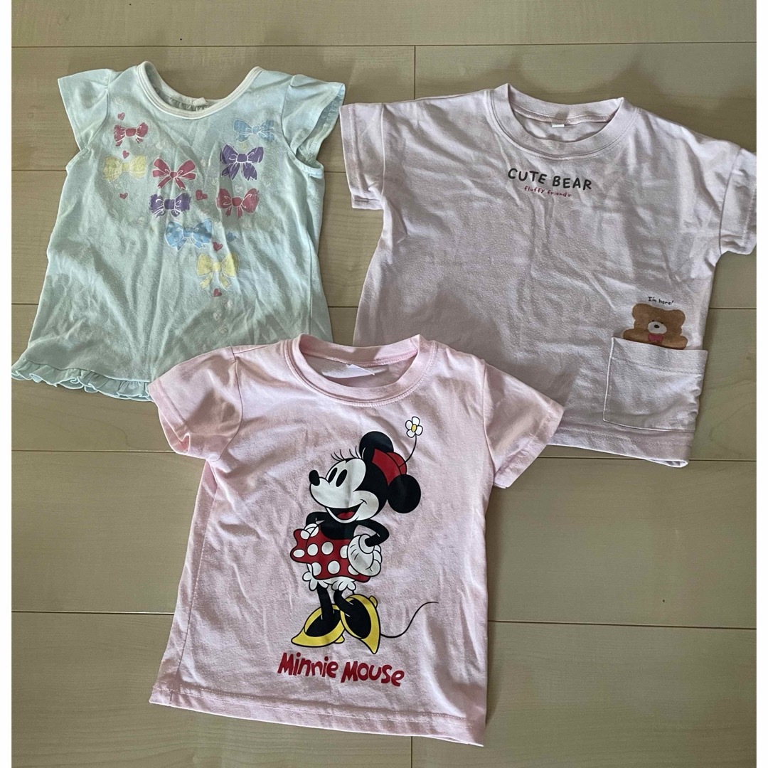 西松屋(ニシマツヤ)の半袖Tシャツ95  3枚セット キッズ/ベビー/マタニティのキッズ服女の子用(90cm~)(Tシャツ/カットソー)の商品写真