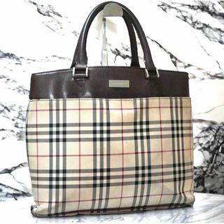 BURBERRY バーバリー　ノバチェック　トートバッグ　A4収納可　レザー