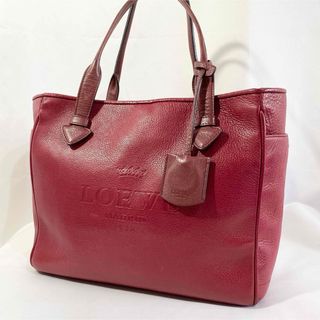 ロエベ(LOEWE)の美品 正規品 ロエベ LOEWE トートバッグ ヘリテージ キーリング付 革 赤(ハンドバッグ)