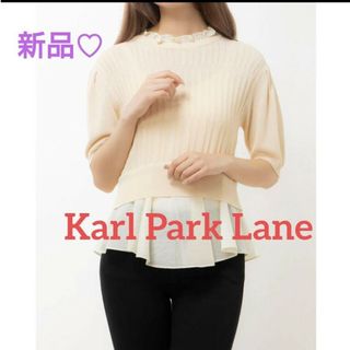 カールパークレーン(KarL Park Lane)の【新品タグ付き♪】カールパークレーン リブニット ペプラム シャツ 半袖トップス(カットソー(半袖/袖なし))