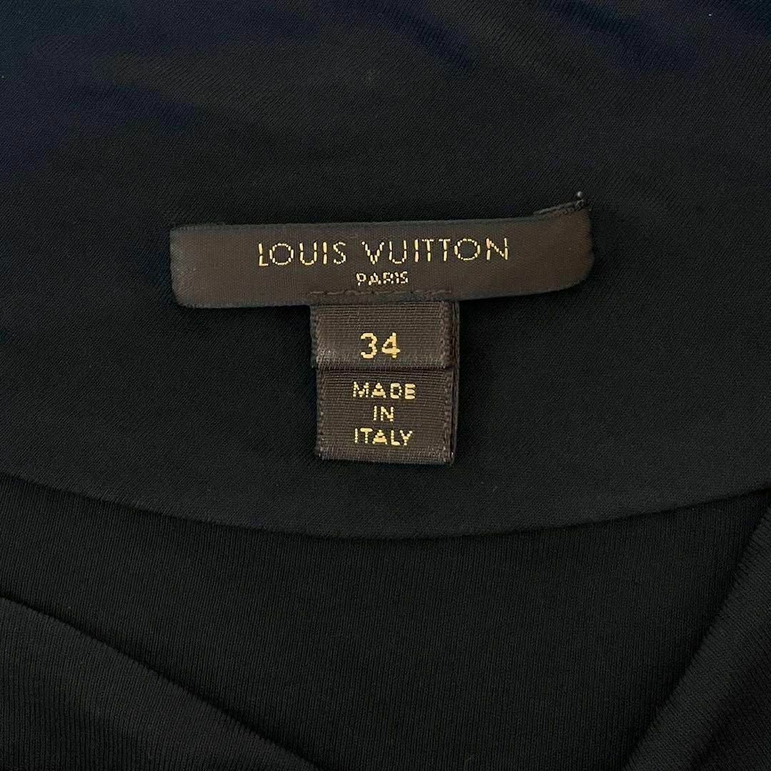 LOUIS VUITTON(ルイヴィトン)のルイヴィトン ワンピース レース パフスリーブ ブラック サイズ34 LV 黒 レディースのワンピース(ひざ丈ワンピース)の商品写真