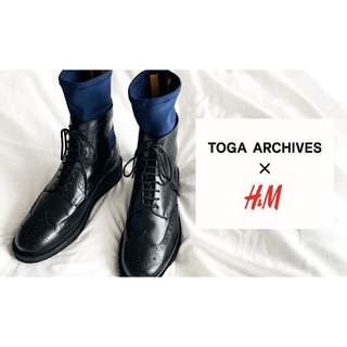 TOGAx H&M コラボ レザー ウィングチップ ブーツ ソックス
