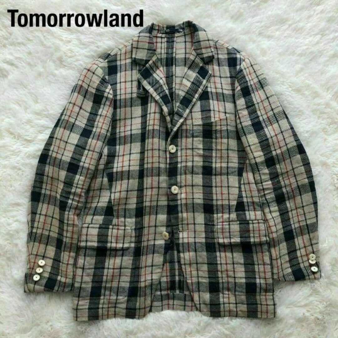 TOMORROWLAND(トゥモローランド)のTomorrowlandトゥモローランド　リネンテーラードジャケット　チェック メンズのジャケット/アウター(テーラードジャケット)の商品写真