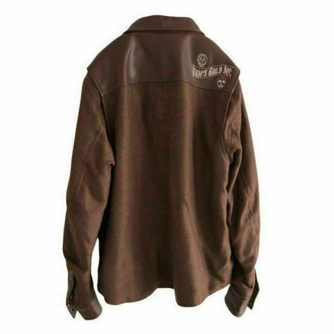 JAMS GOLDジャムズゴールド　牛革×ポリ　切替シャツジャケット メンズのジャケット/アウター(レザージャケット)の商品写真