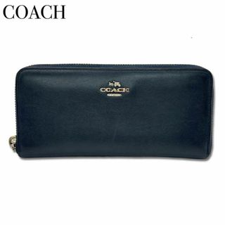 コーチ(COACH)のコーチ レザー 長財布 ウォレット 小銭入れ レディース メンズ ネイビー(財布)