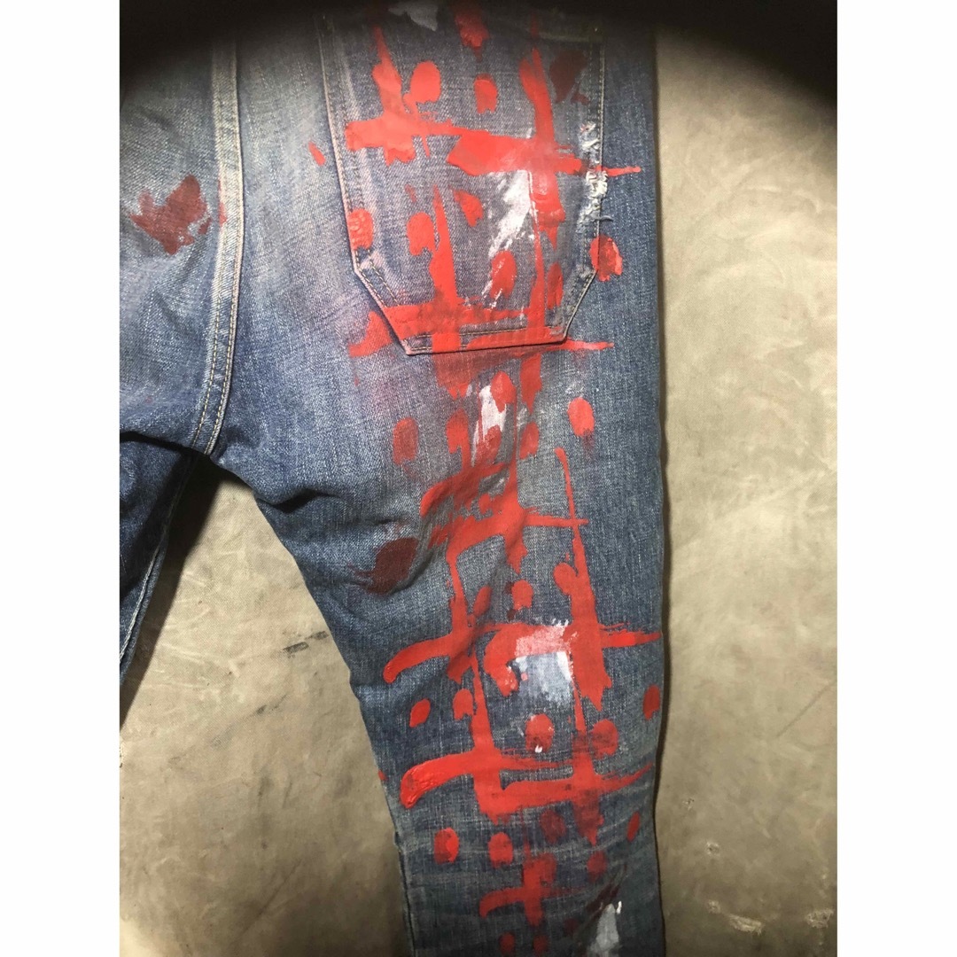 cvtvlist distressed denim cross paint メンズのパンツ(デニム/ジーンズ)の商品写真