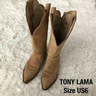 トニーラマ(Tony Lama)のTONY LAMAトニーラマ　スエードウエスタンブーツ　ベージュUS6(ブーツ)