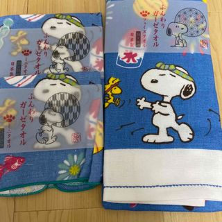 スヌーピー(SNOOPY)の西川スヌーピー ふんわりガーゼタオル　3枚セット(キャラクターグッズ)