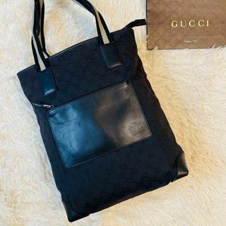 グッチ(Gucci)のGUCCI トート ハンドバッグ gg キャンバス 肩掛 A4 PC ブラック(トートバッグ)