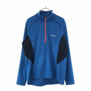 モンベル(mont bell)のモンベル 長袖 ハーフジップ Ｔシャツ L ブルー×ネイビー mont-bell アウトドア ビッグローレルトップス メンズ 古着 【240407】(Tシャツ/カットソー(七分/長袖))