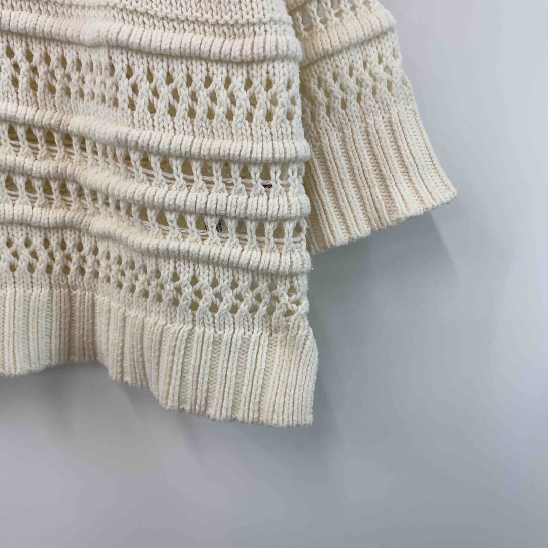 GU(ジーユー)のGU ジーユー レディース ニット/セーター 綿混 ホワイト 七分袖 レディースのトップス(ニット/セーター)の商品写真