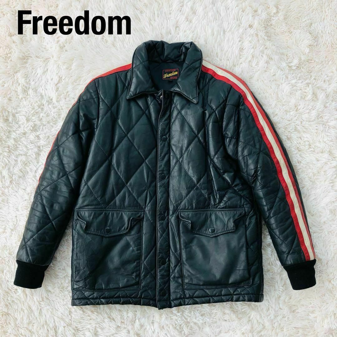 Freedomフリーダム　中綿入りキルティングレザージャケットブラック黒 メンズのジャケット/アウター(レザージャケット)の商品写真