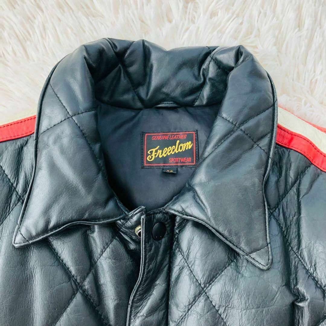 Freedomフリーダム　中綿入りキルティングレザージャケットブラック黒 メンズのジャケット/アウター(レザージャケット)の商品写真