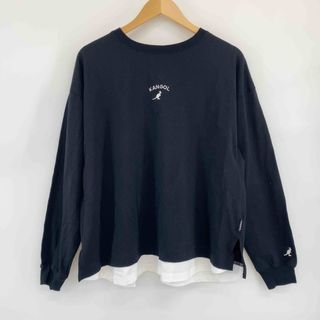 カンゴール(KANGOL)のKANGOL カンゴール レディース Tシャツ（長袖）ブラック ロゴ レイヤード風 バックリボン(Tシャツ(長袖/七分))