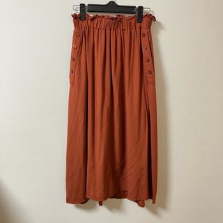 アーバンリサーチ(URBAN RESEARCH)のURBAN RESEARCH ロングスカート　赤　オレンジ　ウエストゴム　美品(ロングスカート)