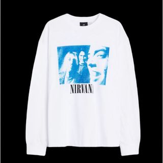 エイチアンドエム(H&M)の新品 H&M NIRVANA 長袖Tee 白XL ニルヴァナ エイチアンドエム(Tシャツ/カットソー(七分/長袖))