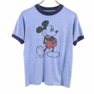 ディズニー(Disney)のディズニー 90s オールド USA製 ミッキーマウス プリント 半袖 Tシャツ S ブルー系 Disney メンズ 古着 【240407】 メール便可(Tシャツ/カットソー(半袖/袖なし))