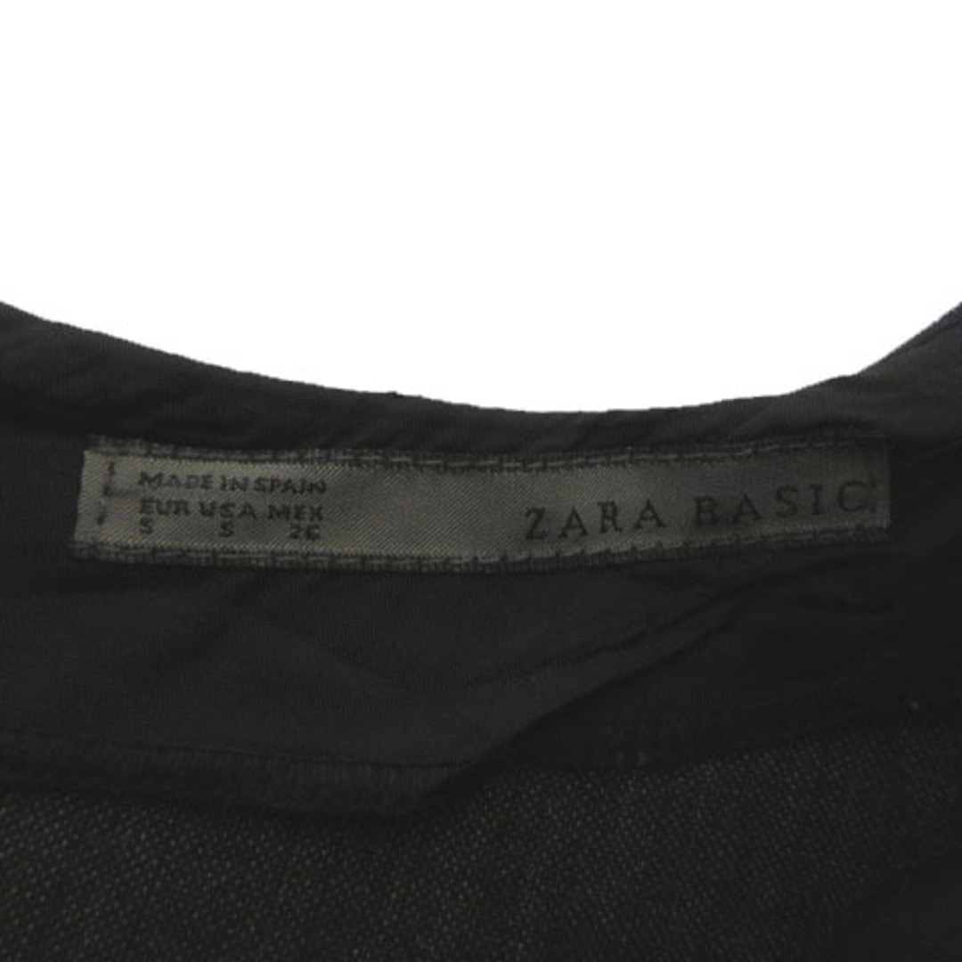 ZARA BASIC ワンピース ミディ丈 ストライプ 黒 茶 S レディースのワンピース(ひざ丈ワンピース)の商品写真