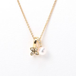 ミキモト / MIKIMOTO　ネックレス   K18YG　パール 5.7mm / ダイヤモンド  9P　40cm 　【中古】　商品番号 L-155246(ネックレス)