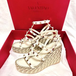 valentino garavani - ヴァレンティノValentino スタッズ ウェッジサンダル ホワイト 36