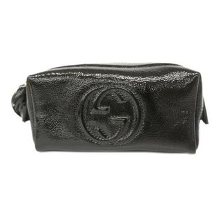 グッチ(Gucci)の★SALE 【4ha0666】グッチ ポーチ/インターロッキングG/308634/エナメル/ブラック/シャンパンゴールド金具 【中古】 レディース(ポーチ)