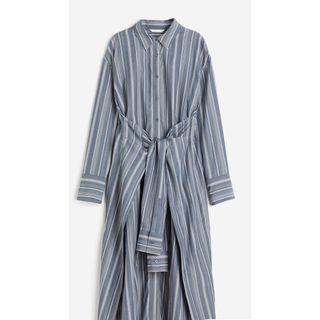 エイチアンドエム(H&M)の新品タグ付き✨H&M ストライプ　シャツワンピース　XL(ひざ丈ワンピース)