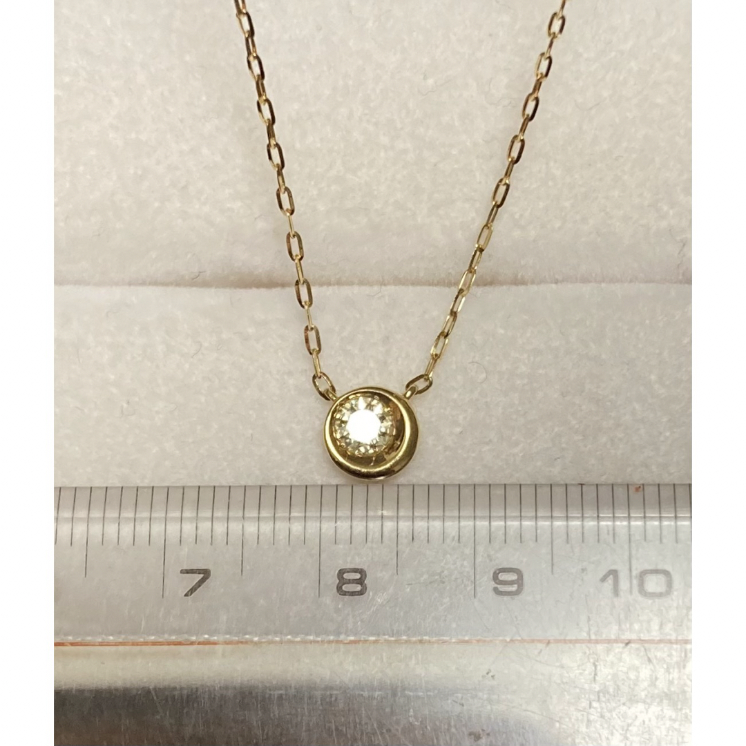 K18YG 0.2ct ダイヤモンド ネックレス 45cm スライドアジャスター レディースのアクセサリー(ネックレス)の商品写真