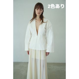 クラネ(CLANE)のDEEP V NECK SHIRT(ノーカラージャケット)