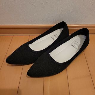 グリッター ポインテッド パンプス　ブラックラメ　25(バレエシューズ)