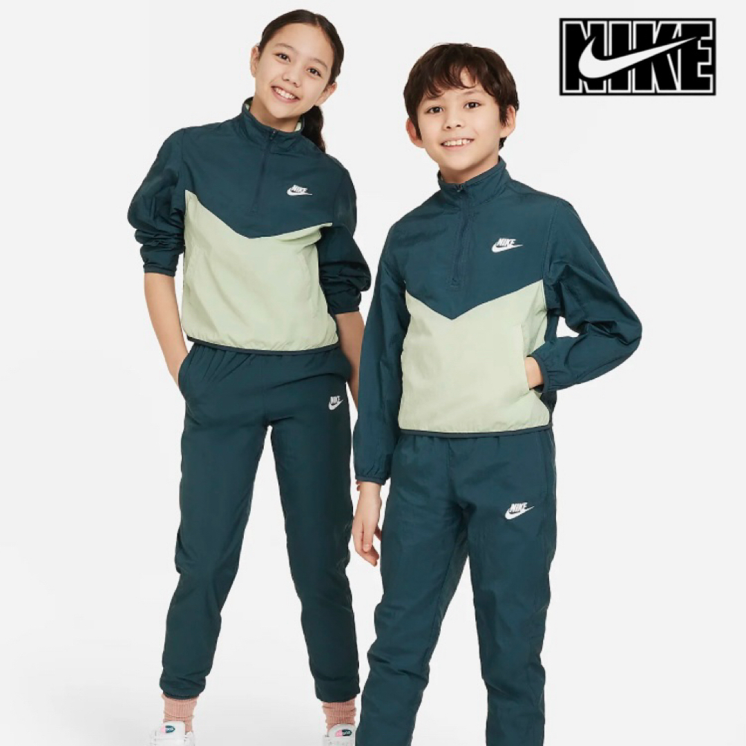 NIKE(ナイキ)の新品タグ付き　キッズ160 緑　NIKE ナイキ　トラックスーツ　セットアップ キッズ/ベビー/マタニティのキッズ服男の子用(90cm~)(その他)の商品写真