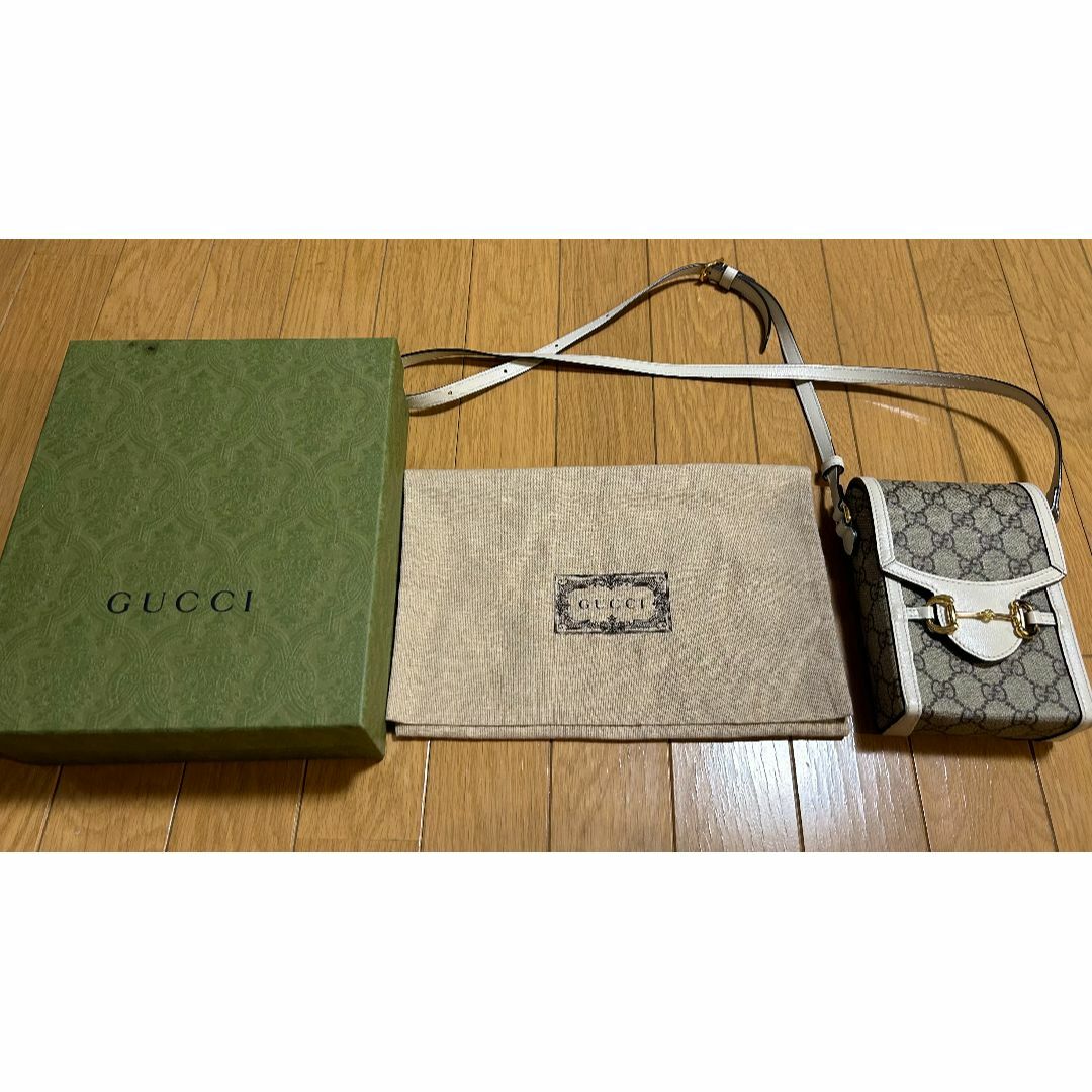 GUCCI - 【中古】 グッチ GUCCI ショルダーバッグ ホースビット ベージュ/ホワイト