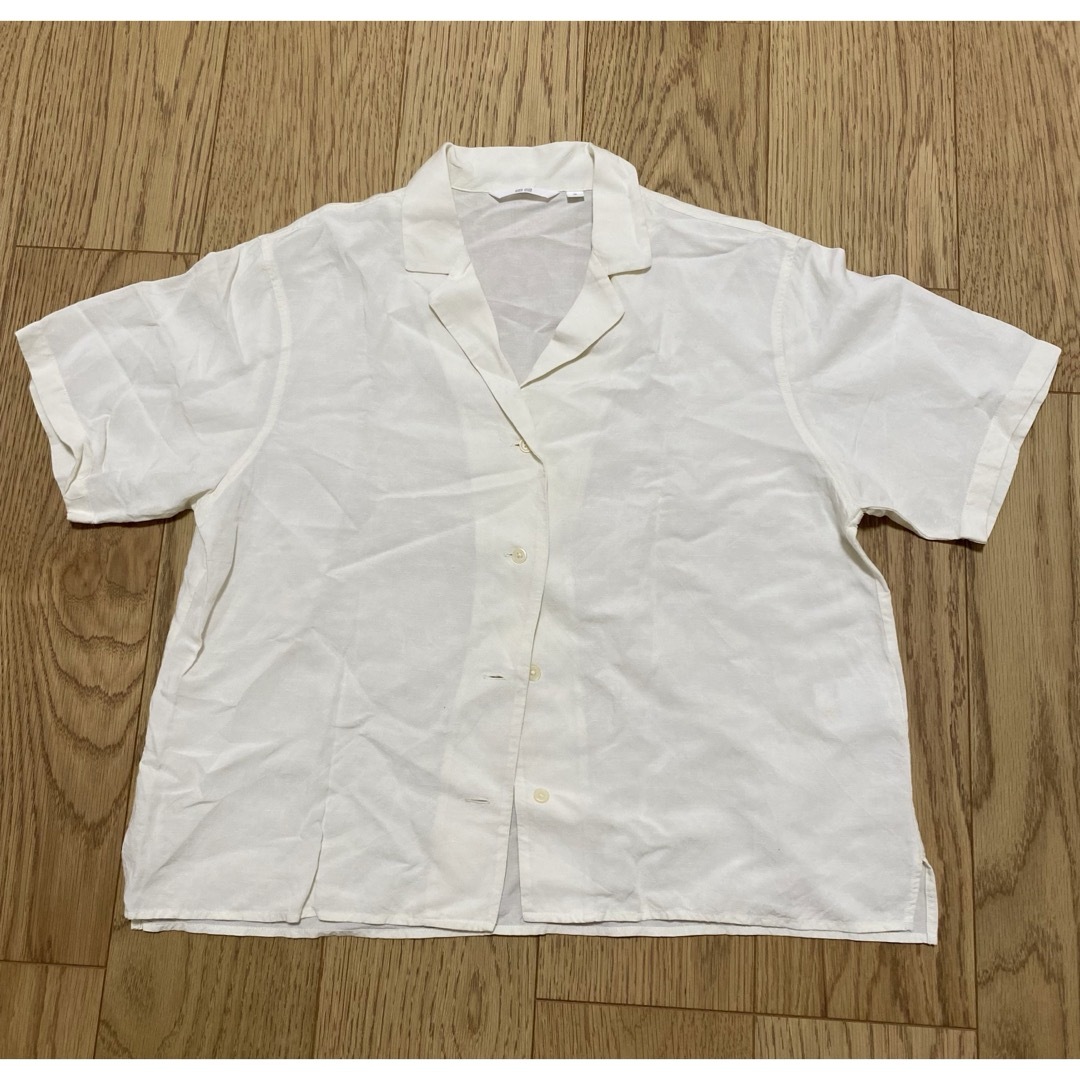 UNIQLO(ユニクロ)の新品未使用 ユニクロ リネンブレンドオープンカラーシャツ（半袖） Mサイズ レディースのトップス(シャツ/ブラウス(半袖/袖なし))の商品写真