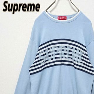 シュプリーム(Supreme)のシュプリーム センター ボーダー デカ ロゴ リンガー プルオーバー ニット(ニット/セーター)