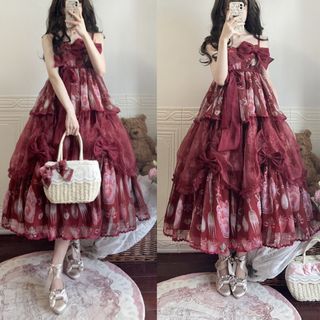 アンジェリックプリティー(Angelic Pretty)の苺匣　赤色ロングワンピース　イチゴ　ロリータ ゆめかわ　量産系地雷系　ジャンスカ(ロングワンピース/マキシワンピース)