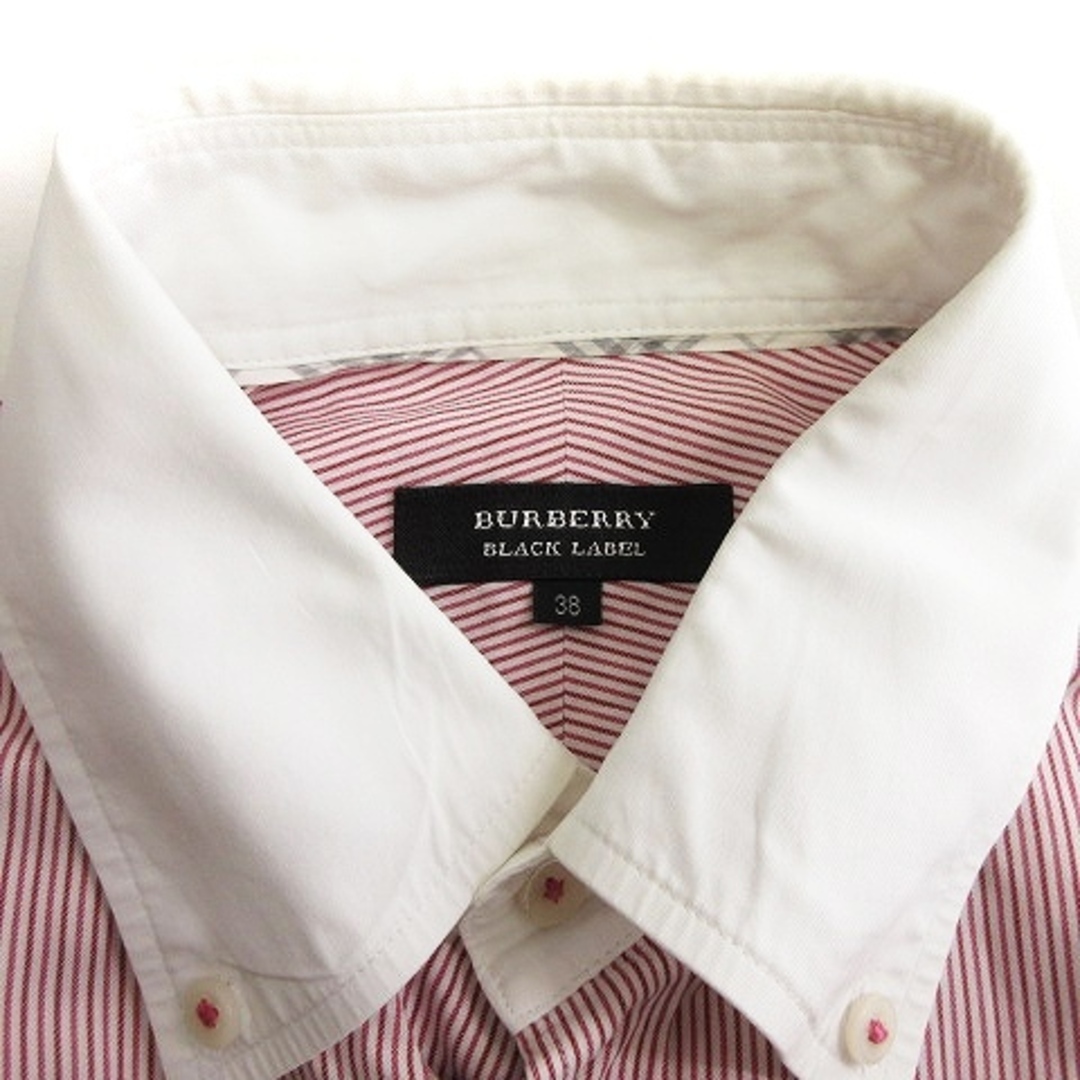 BURBERRY BLACK LABEL(バーバリーブラックレーベル)のバーバリーブラックレーベル シャツ 長袖 ストライプ 赤 38 S位 ■SM1 メンズのトップス(シャツ)の商品写真