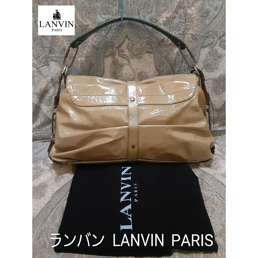 LANVIN(ランバン)のランバン LANVIN エナメルレザー/大型ハンドバッグ/保存袋付き レディースのバッグ(ハンドバッグ)の商品写真