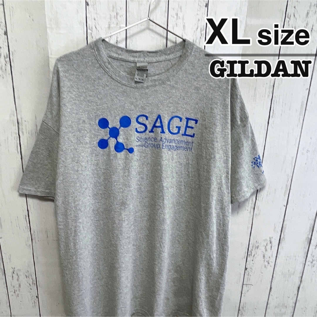 GILDAN(ギルタン)のUSA古着　GILDAN　Tシャツ　XL　グレー　企業ロゴ　プリント　コットン メンズのトップス(Tシャツ/カットソー(半袖/袖なし))の商品写真