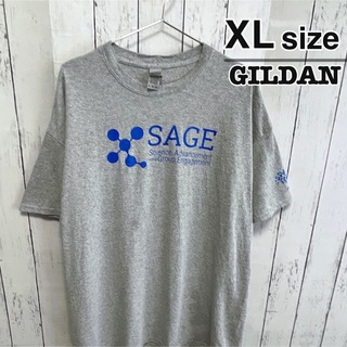 ギルタン(GILDAN)のUSA古着　GILDAN　Tシャツ　XL　グレー　企業ロゴ　プリント　コットン(Tシャツ/カットソー(半袖/袖なし))