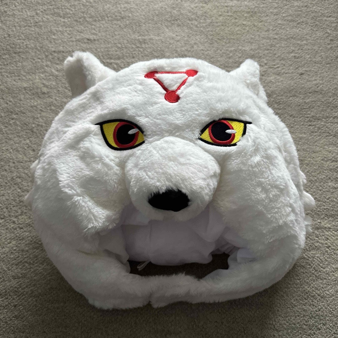 呪術廻戦　ユニバ　 被り物　玉犬　白 エンタメ/ホビーのおもちゃ/ぬいぐるみ(キャラクターグッズ)の商品写真