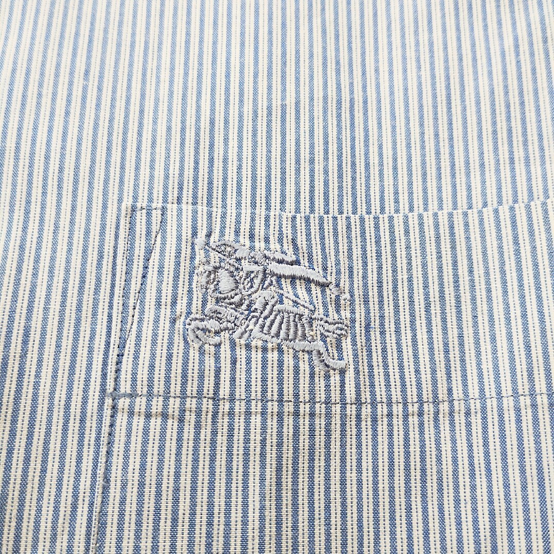 BURBERRY(バーバリー)のBURBERRY　バーバリー　長袖シャツ　ワイシャツ　ストライプ　刺繍ロゴ　L メンズのトップス(シャツ)の商品写真