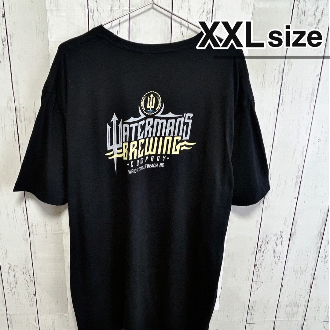 USA古着　Tシャツ　XXL　ブラック　黒　プリント　企業ロゴ　クルーネック メンズのトップス(Tシャツ/カットソー(半袖/袖なし))の商品写真