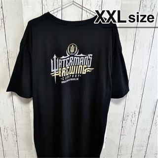 USA古着　Tシャツ　XXL　ブラック　黒　プリント　企業ロゴ　クルーネック(Tシャツ/カットソー(半袖/袖なし))