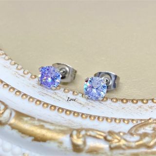 両耳ピアス カラーストーン ステンレスピアス 金属アレルギー対応(ピアス)