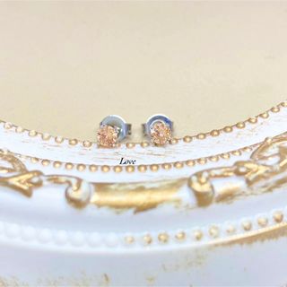 両耳ピアス シトリン ステンレスピアス 金属アレルギー対応(ピアス)