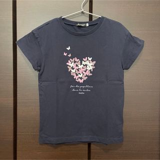 ベベ(BeBe)のべべ　コットン USA　バタフライ プリント ハート 半袖 Tシャツ(Tシャツ/カットソー)