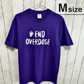 USA古着　Tシャツ　M　パープル　紫　プリント　ロゴ　END OVERDOSE(Tシャツ/カットソー(半袖/袖なし))