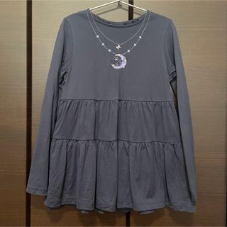 ANNA SUI mini - アナスイミニ　ネックレス刺しゅうティアードチュニック　長袖Tシャツ