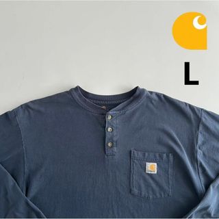 カーハート(carhartt)のCarhartt ロンT ヘンリーネック ポケットtシャツ ネイビー L(Tシャツ/カットソー(七分/長袖))